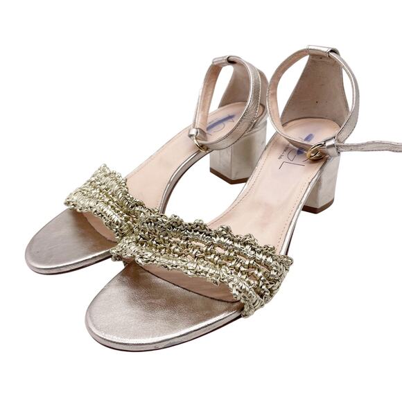 Agl Shoes - AGL Womens Crochet Penny Block Heel Ankle Strap Sandals Golden Platino EU40/US10